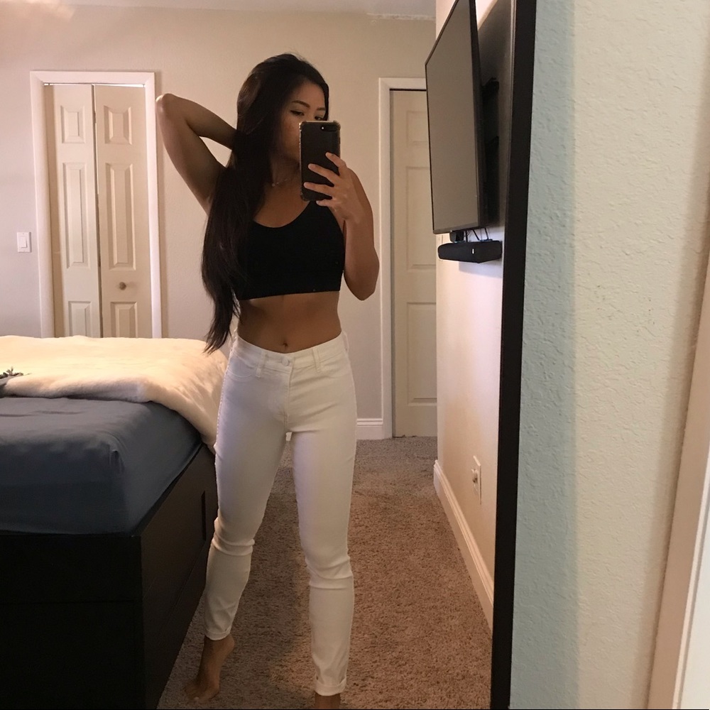 Skinny white jeans